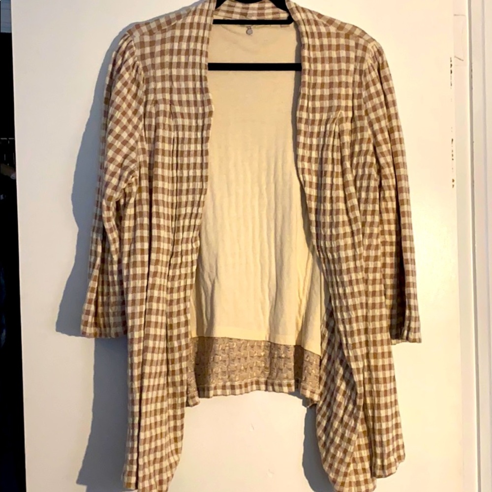 Knitted & Knotted XL blazer tan/cream